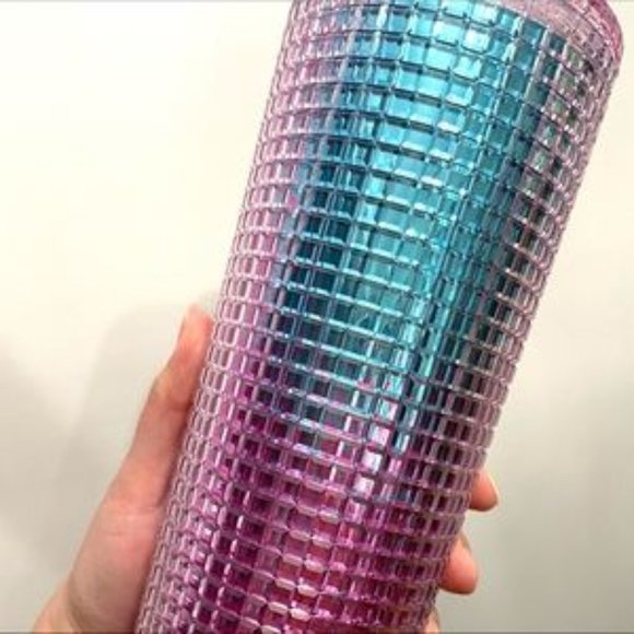Starbucks 2021 grid pattern pink blue bling cup - Picture 3 of 6